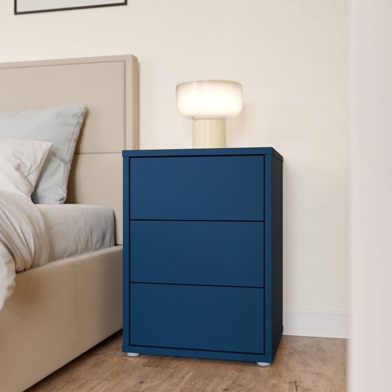 Alice Springs Bedside Cabinet with 3 Drawers Push-to-Open in Night Blue – image 6