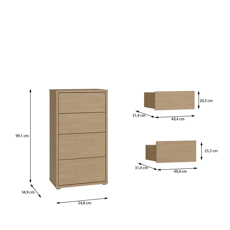 Alice Springs Tall 4 Drawer Chest with Push-to-Open Drawers in Elegancia Oak – image 8
