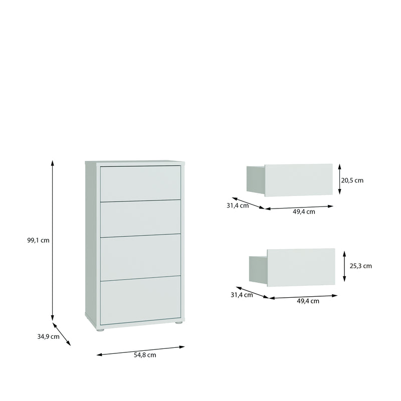 Alice Springs Tall 4 Drawer Chest with Push-to-Open Drawers in Light Grey – image 8