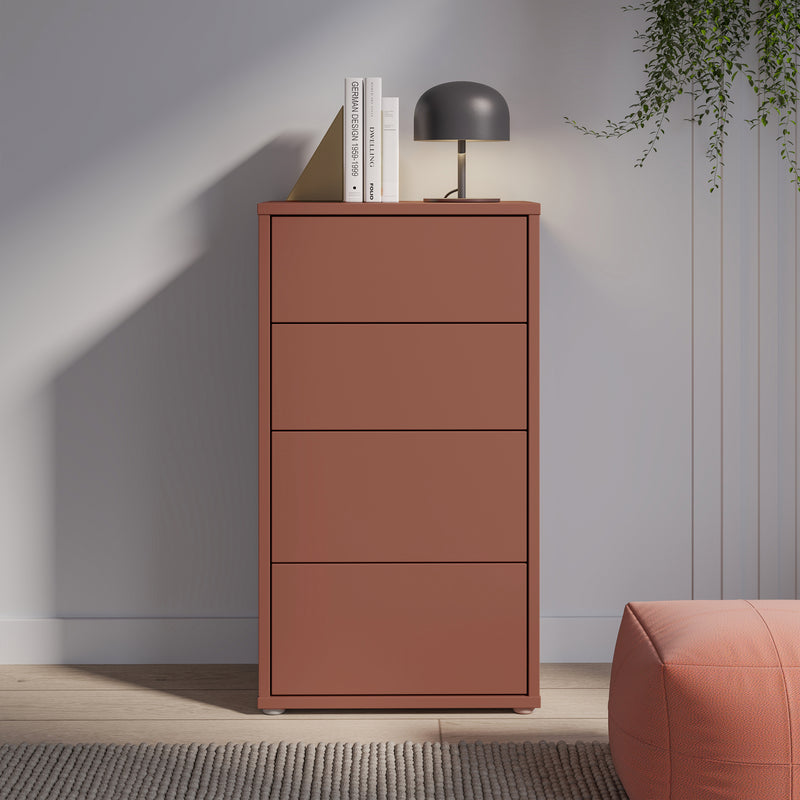 Alice Springs Tall 4 Drawer Chest with Push-to-Open Drawers in Terracotta – image 5