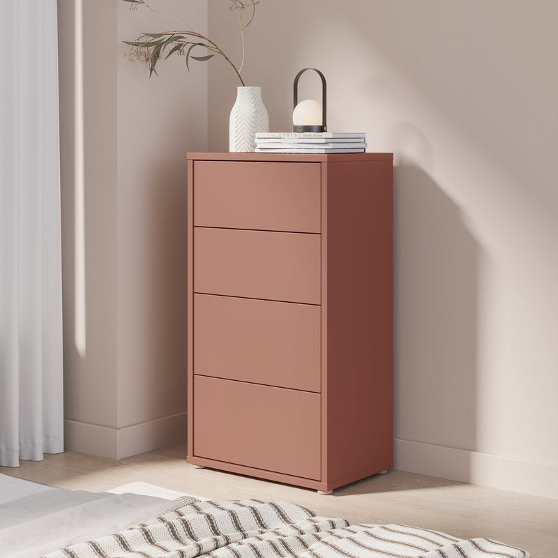 Alice Springs Tall 4 Drawer Chest with Push-to-Open Drawers in Terracotta – image 6