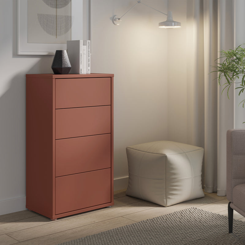 Alice Springs Tall 4 Drawer Chest with Push-to-Open Drawers in Terracotta – image 7