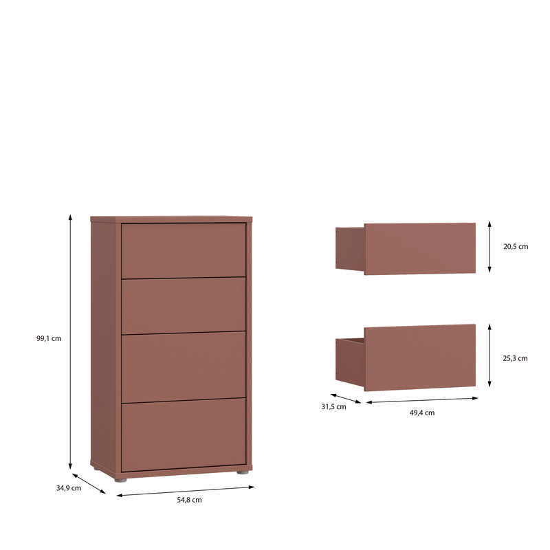 Alice Springs Tall 4 Drawer Chest with Push-to-Open Drawers in Terracotta – image 8