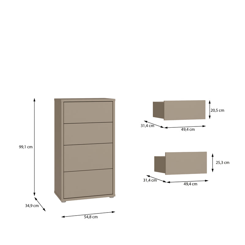Alice Springs Tall 4 Drawer Chest with Push-to-Open Drawers in Taupe – image 8
