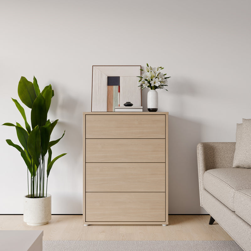 Alice Springs 4 Drawer Chest with Push-to-Open Drawers in Elegancia Oak and White – image 6