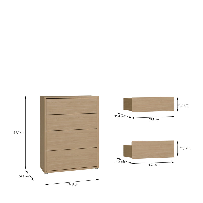 Alice Springs 4 Drawer Chest with Push-to-Open Drawers in Elegancia Oak and White – image 9