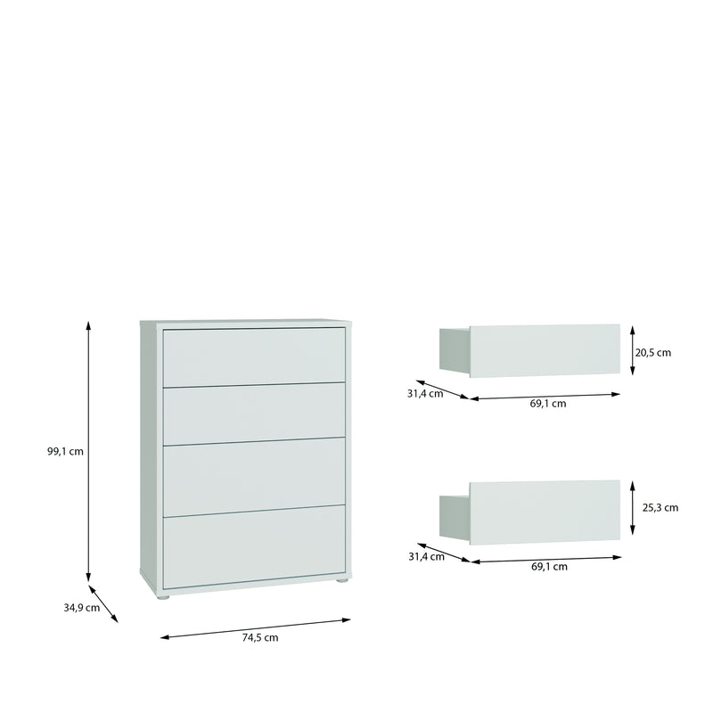Alice Springs 4 Drawer Chest with Push-to-Open Drawers in Light Grey – image 8