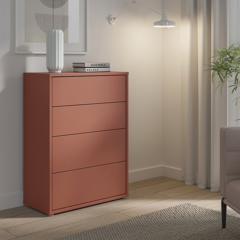 Alice Springs 4 Drawer Chest with Push-to-Open Drawers in Terracotta – image 7