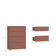 Alice Springs 4 Drawer Chest with Push-to-Open Drawers in Terracotta – image 9