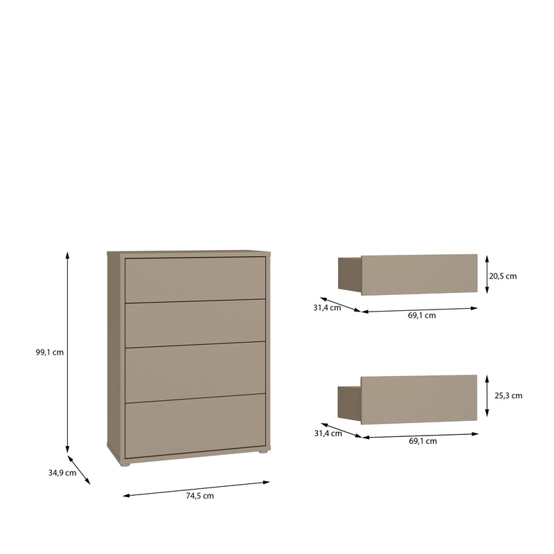Alice Springs 4 Drawer Chest with Push-to-Open Drawers in Taupe – image 9