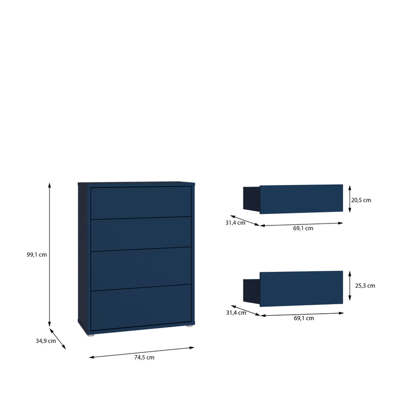 Alice Springs 4 Drawer Chest with Push-to-Open Drawers in Night Blue – image 10