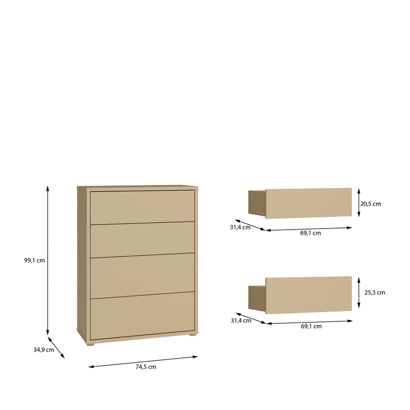 Alice Springs 4 Drawer Chest with Push-to-Open Drawers in Butter Yellow – image 10