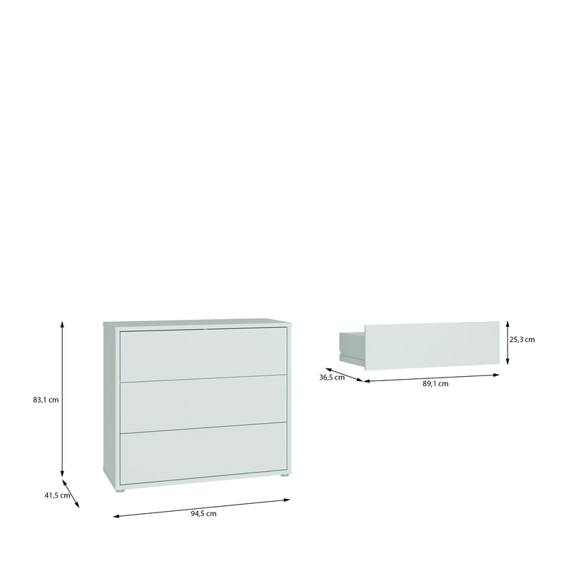 Alice Springs 3 Drawer Chest with Push-to-Open Drawers in Light Grey – image 7