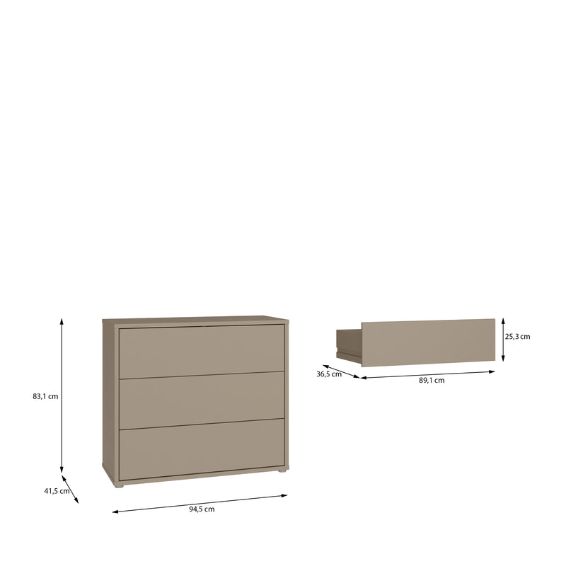 Alice Springs 3 Drawer Chest With Push-to-Open Drawers in Taupe – image 7