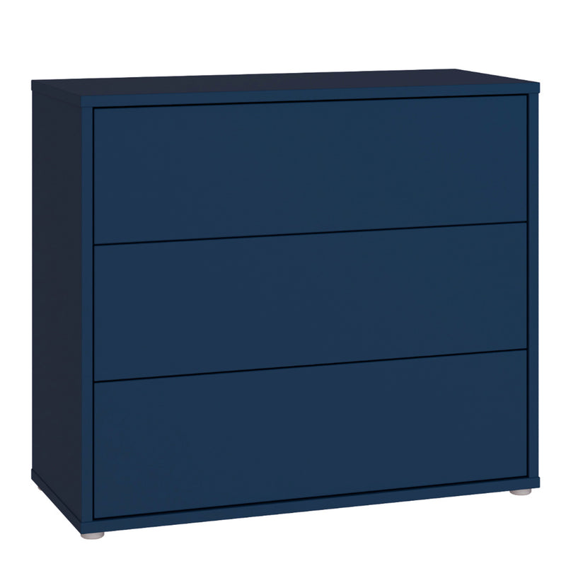 Alice Springs 3 Drawer Chest with Push-to-Open Drawers in Night Blue and White – image 1