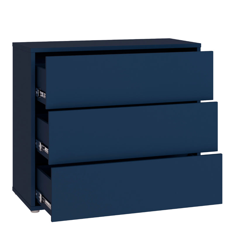 Alice Springs 3 Drawer Chest with Push-to-Open Drawers in Night Blue and White – image 4
