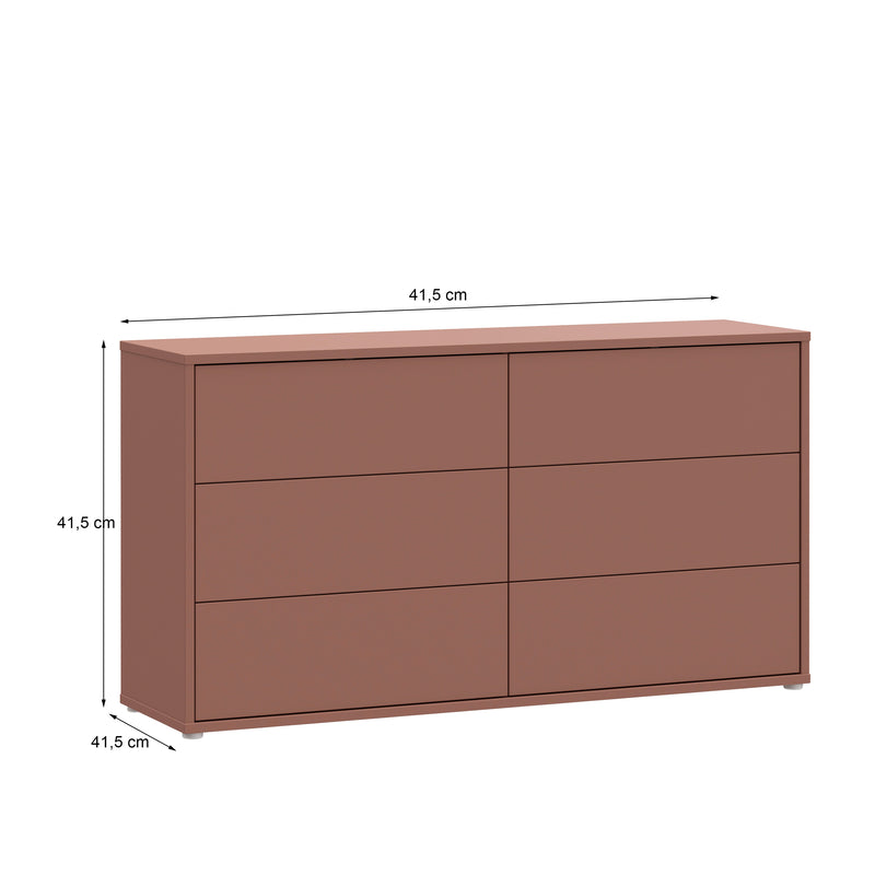 Alice Springs 6 Drawer Wide Chest with Push-to-Open Drawers in Terracotta – image 7