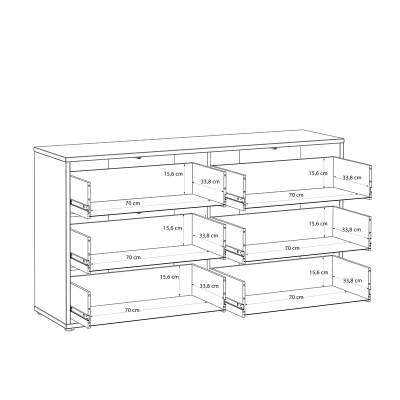 Alice Springs 6 Drawer Wide Chest with Push-to-Open Drawers in Terracotta – image 8