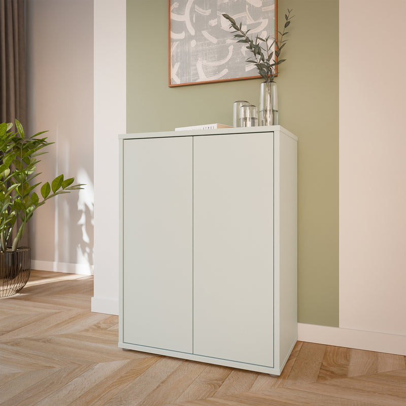 Alice Springs Tall 2 Door Cupboard with Push-to-Open Doors in Light Grey – image 6