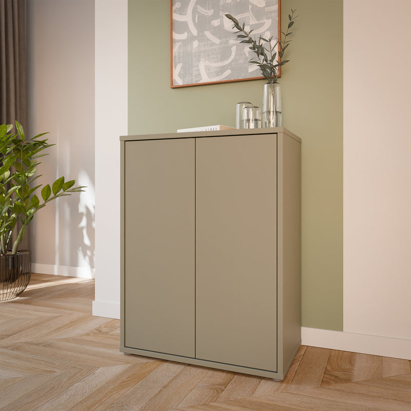 Alice Springs Tall 2 Door Cupboard with Push-to-Open Doors in Taupe – image 6