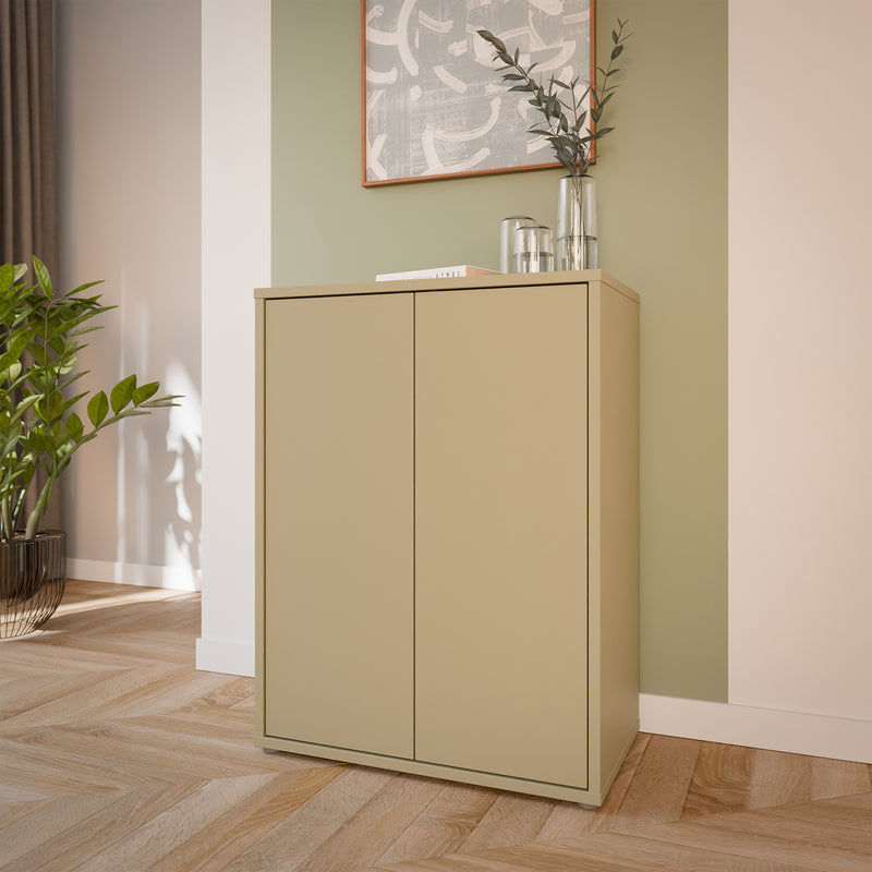 Alice Springs Tall 2 Door Cupboard with Push-to-Open Doors in Butter Yellow – image 6