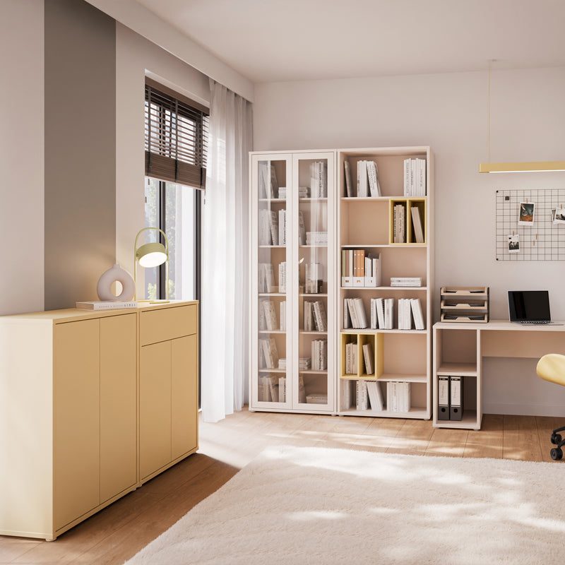 Alice Springs Tall 2 Door Cupboard with Push-to-Open Doors in Butter Yellow – image 7