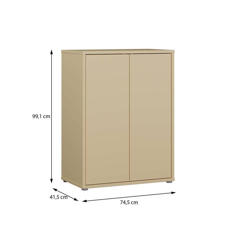 Alice Springs Tall 2 Door Cupboard with Push-to-Open Doors in Butter Yellow – image 8