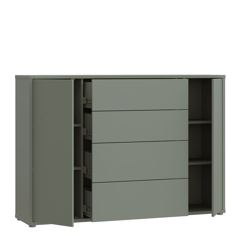 Alice Springs Wide Sideboard with 4 Drawers & 2 Doors with Push-to-Open in Sage Green – image 4