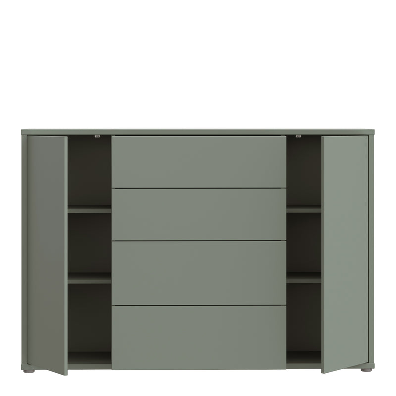 Alice Springs Wide Sideboard with 4 Drawers & 2 Doors with Push-to-Open in Sage Green – image 5