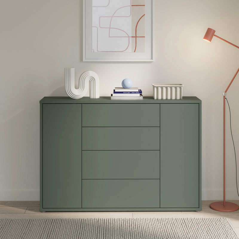 Alice Springs Wide Sideboard with 4 Drawers & 2 Doors with Push-to-Open in Sage Green – image 6