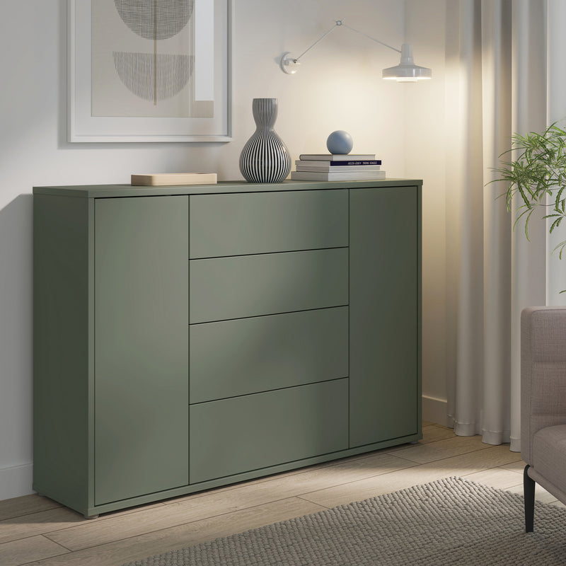 Alice Springs Wide Sideboard with 4 Drawers & 2 Doors with Push-to-Open in Sage Green – image 7
