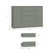 Alice Springs Wide Sideboard with 4 Drawers & 2 Doors with Push-to-Open in Sage Green – image 9