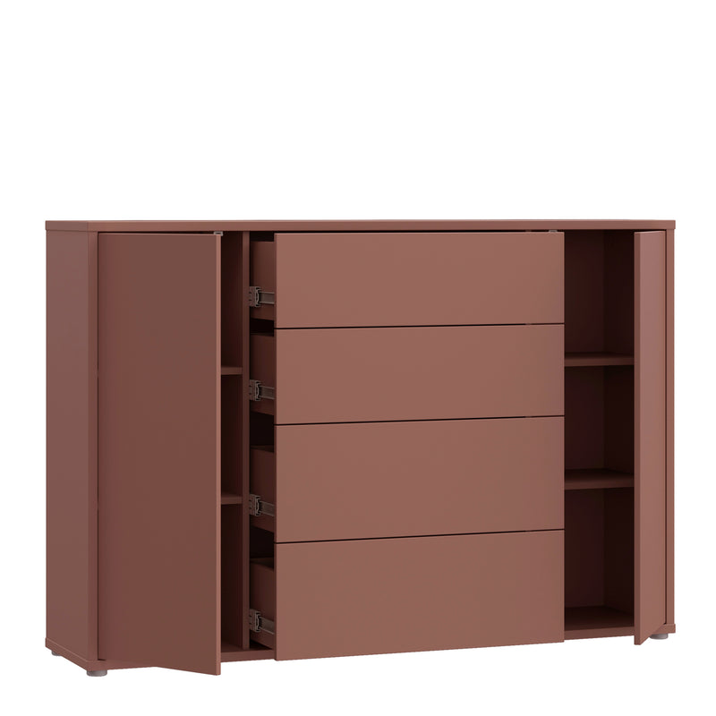 Alice Springs Wide Sideboard with 4 Drawers & 2 Doors with Push-to-Open in Terracotta – image 4