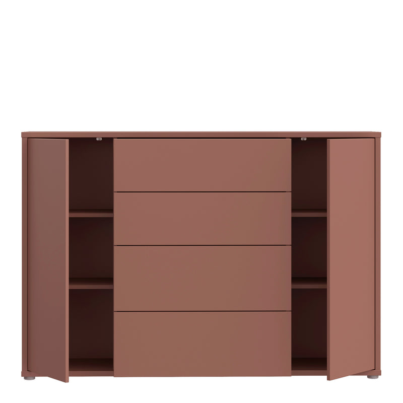 Alice Springs Wide Sideboard with 4 Drawers & 2 Doors with Push-to-Open in Terracotta – image 5