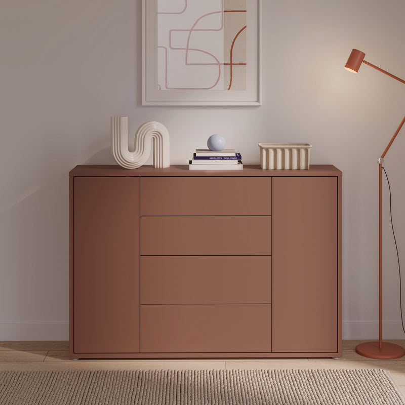 Alice Springs Wide Sideboard with 4 Drawers & 2 Doors with Push-to-Open in Terracotta – image 6