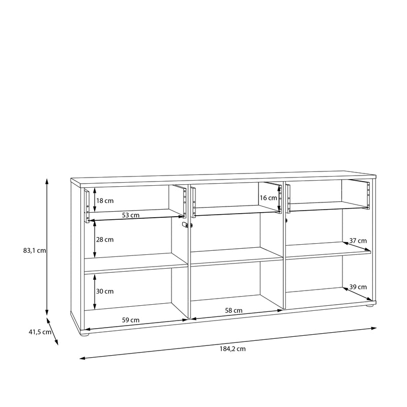 Alice Springs 3 Door 3 Drawer Sideboard with Push-to-Open Drawers in Sand – image 8
