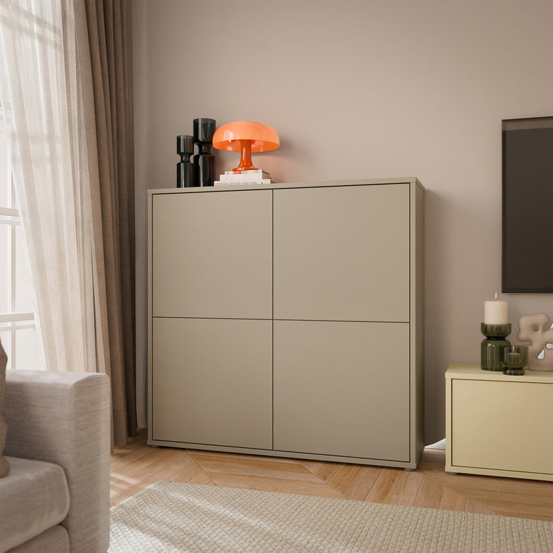 Alice Springs 4 Door Large Storage Cabinet with Push-to-Open Doors in Taupe – image 6
