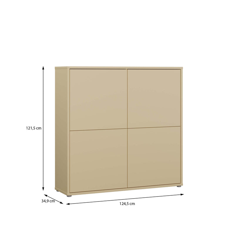 Alice Springs 4 Door Large Storage Cabinet with Push-to-Open Doors in Butter Yellow – image 7