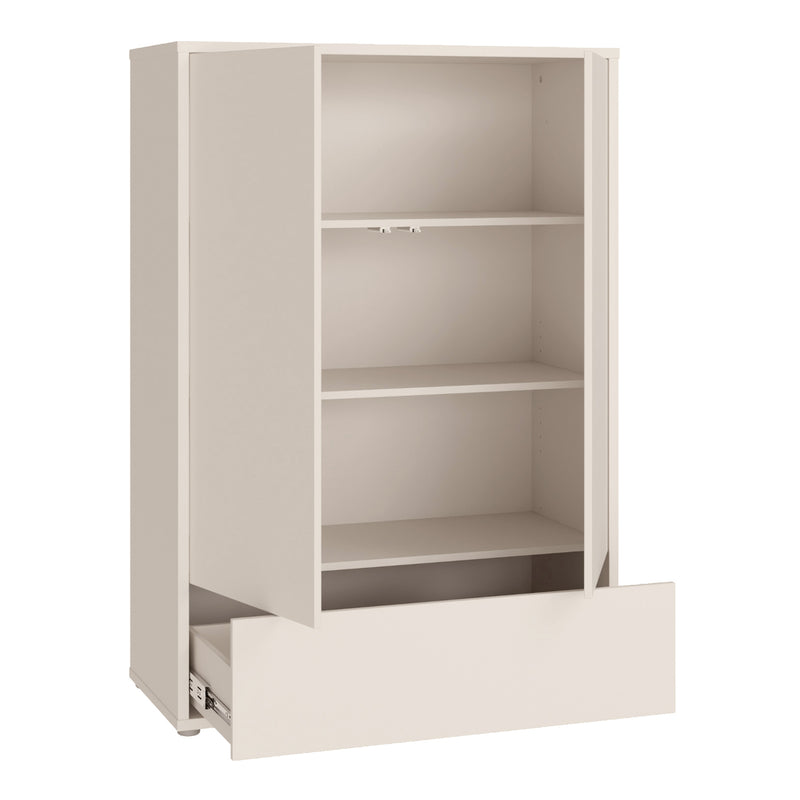 Alice Springs 2 Door Low Wardrobe with Push-to-Open Doors and Drawer in Sand – image 4