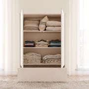 Alice Springs 2 Door Low Wardrobe with Push-to-Open Doors and Drawer in Sand – image 7