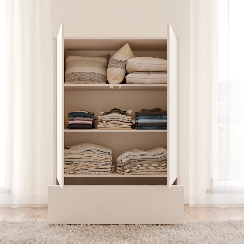 Alice Springs 2 Door Low Wardrobe with Push-to-Open Doors and Drawer in Sand – image 7