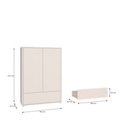 Alice Springs 2 Door Low Wardrobe with Push-to-Open Doors and Drawer in Sand – image 9