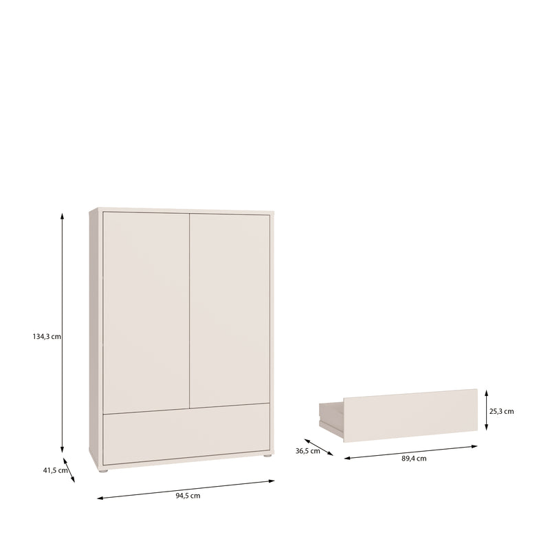 Alice Springs 2 Door Low Wardrobe with Push-to-Open Doors and Drawer in Sand – image 9