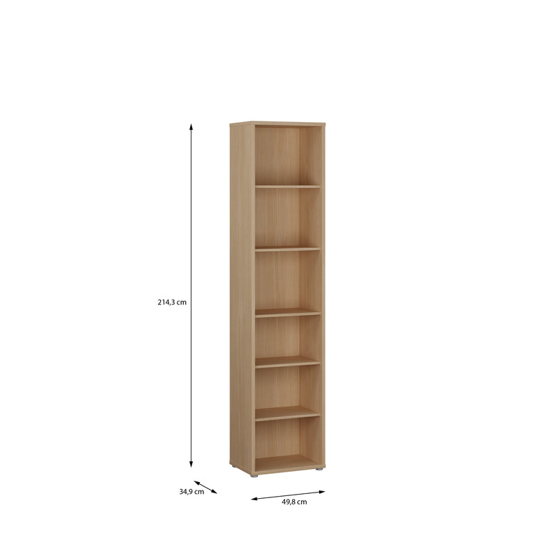 Alice Springs Tall Narrow Bookcase with 5 Shelves in Elegancia Oak – image 5