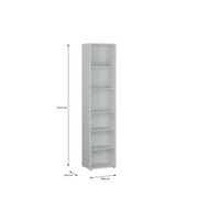 Alice Springs Tall Narrow Bookcase with 5 Shelves in Light Grey – image 5