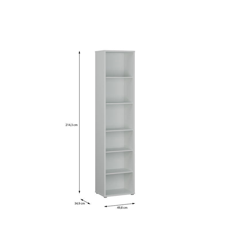 Alice Springs Tall Narrow Bookcase with 5 Shelves in Light Grey – image 5