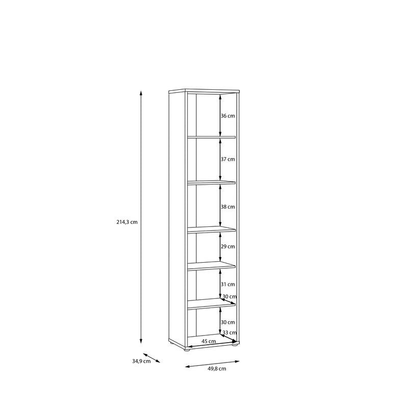 Alice Springs Tall Narrow Bookcase with 5 Shelves in Light Grey – image 6
