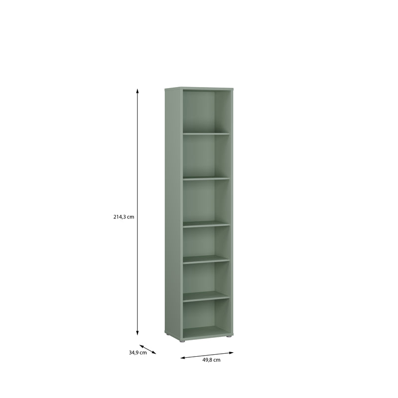 Alice Springs Tall Narrow Bookcase with 5 Shelves in Sage Green – image 5