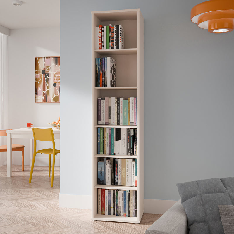 Alice Springs Tall Narrow Bookcase with 5 Shelves in Soft Neutral – image 4