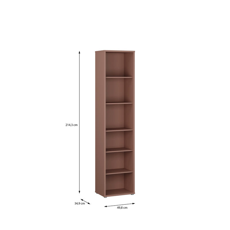 Alice Springs Tall Narrow Bookcase with 5 Shelves in Terracotta – image 5